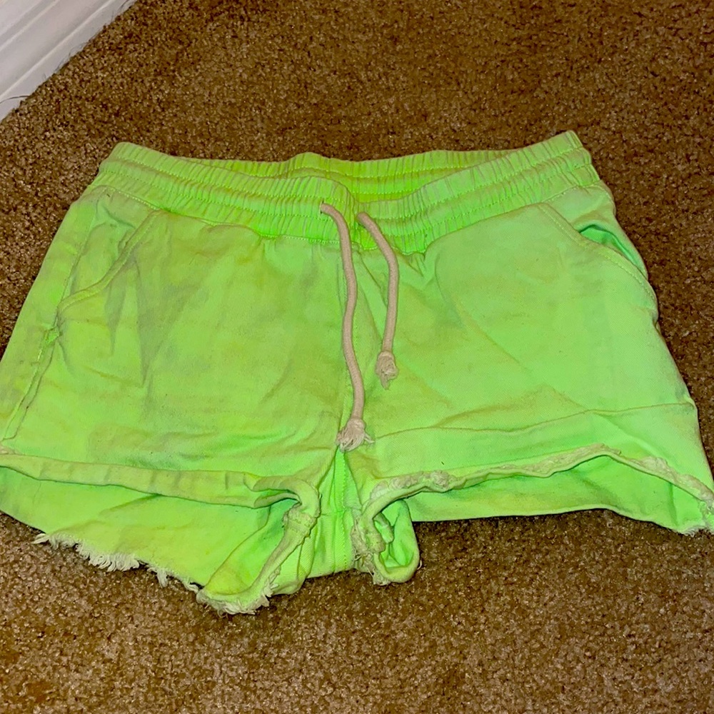 Neon green short shorts